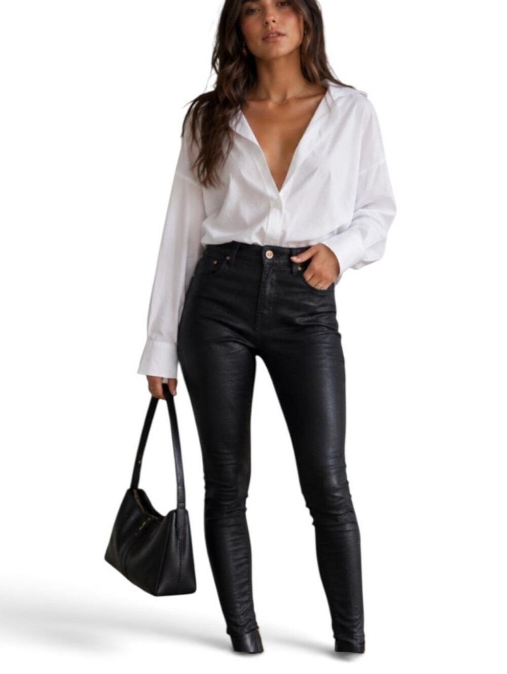 Zara Black Coated Skinny Jeans